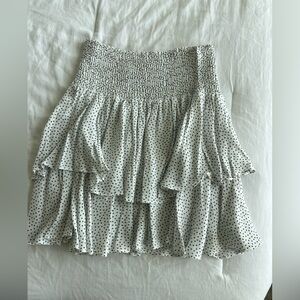 Princess Polly White Smocked Waist Polka Dot Tiered Skirt